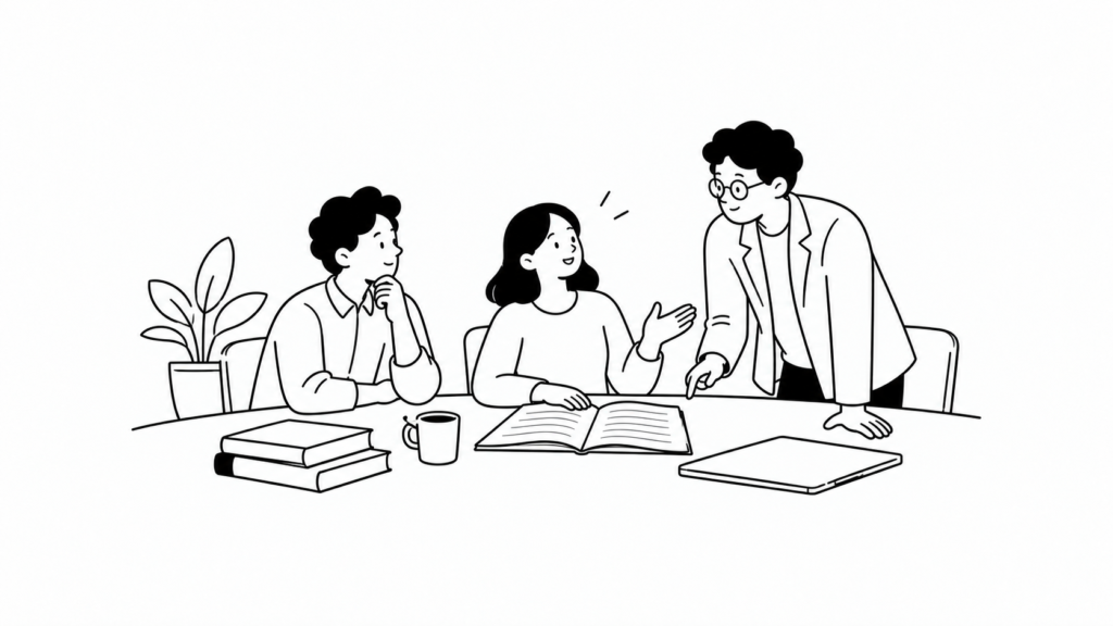 事業計画書とは何かと作成する目的・必要になる場面を説明する線画イラスト