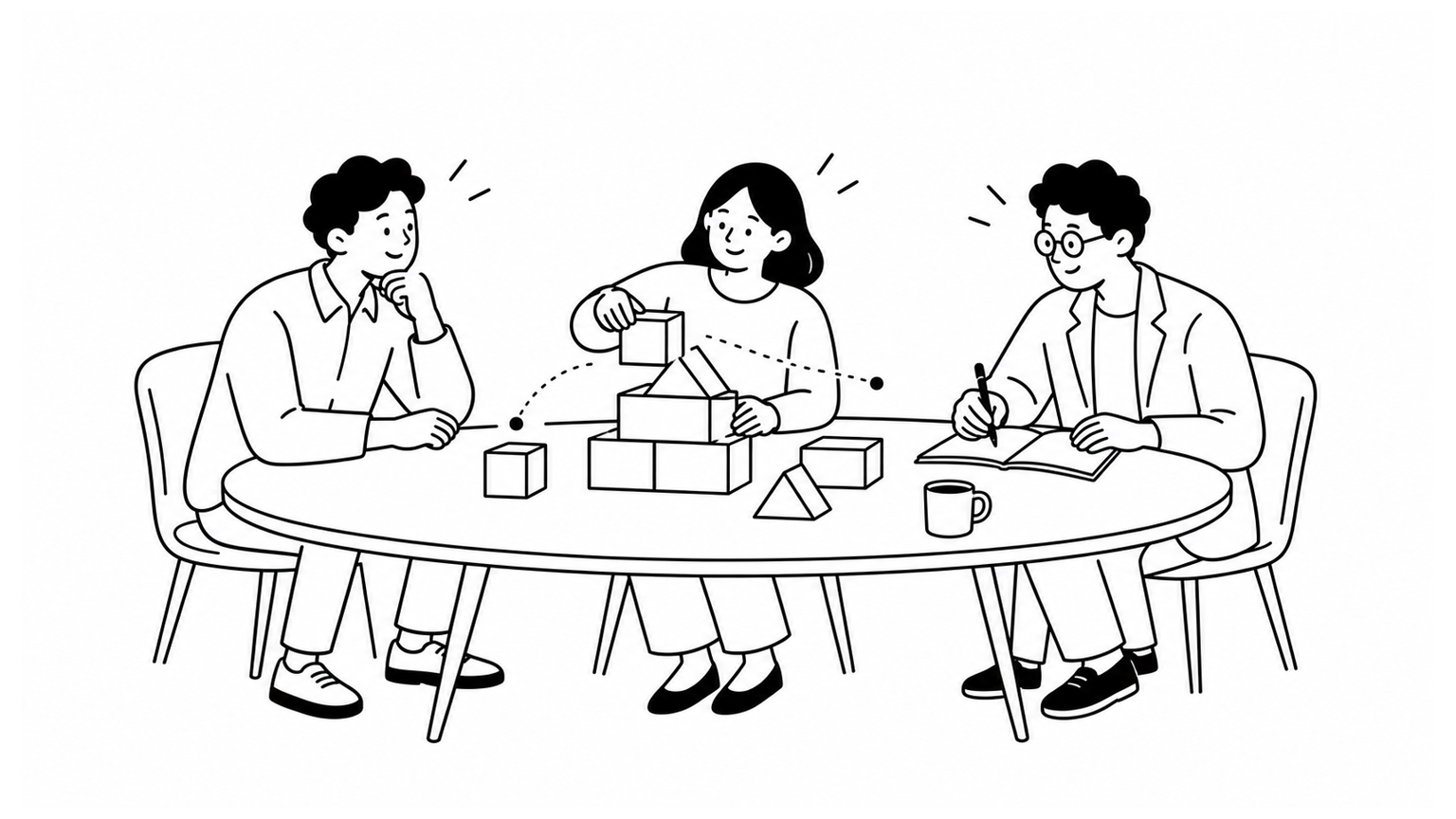 事業計画書の書き方を解説する記事のアイキャッチ線画イラスト