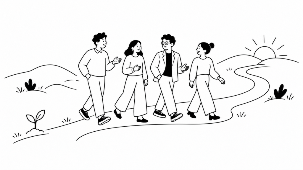 シードからシリーズA以降の資金調達ラウンドの流れを表す線画イラスト