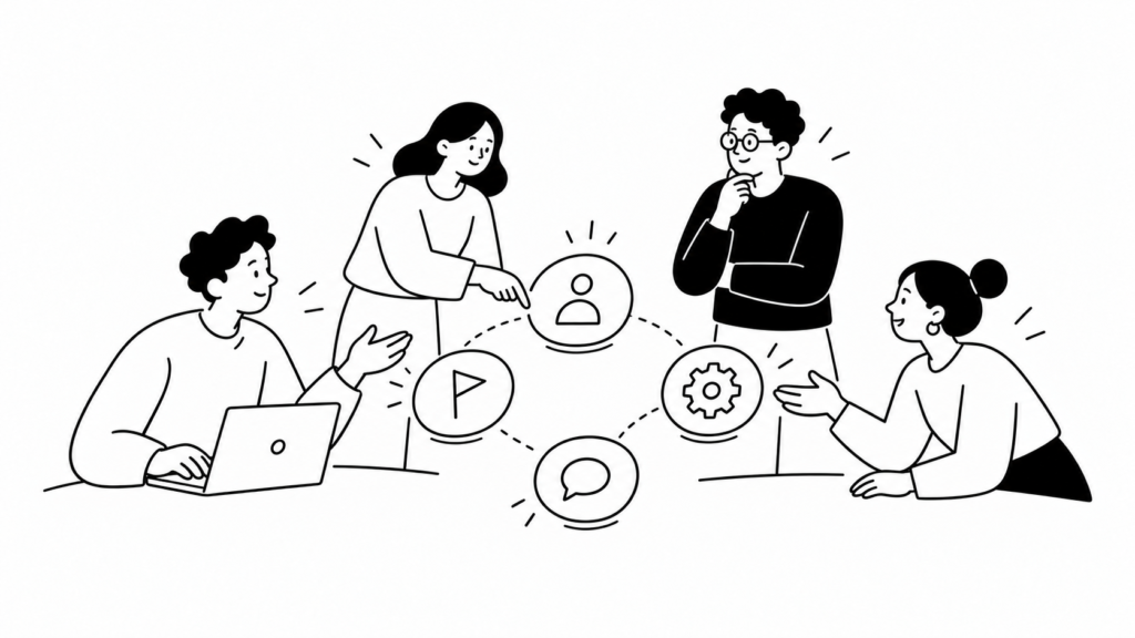 RACIで責任分担を整理するイラスト