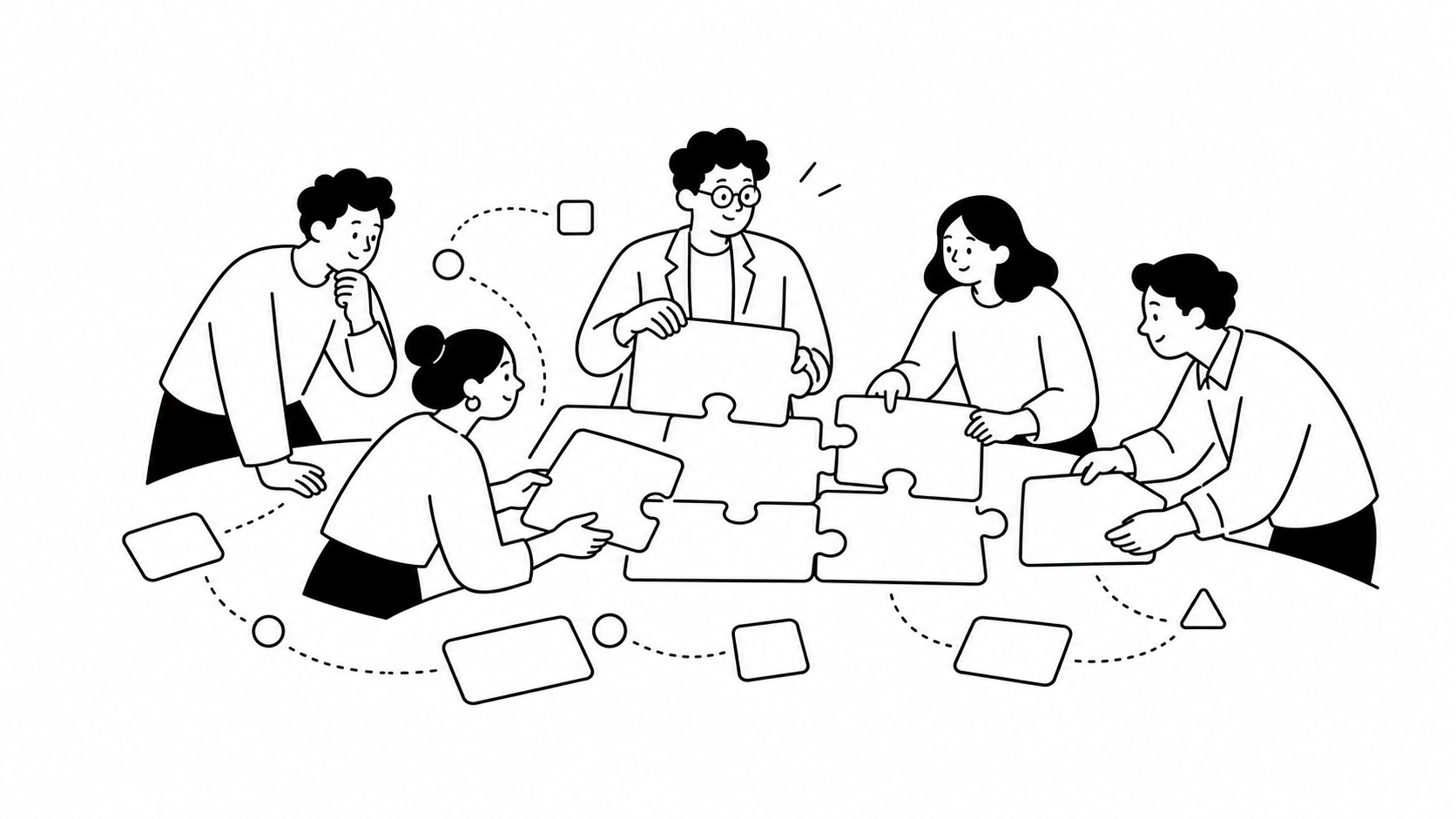 職務設計の考え方を示すイメージ図（ラインイラスト）
